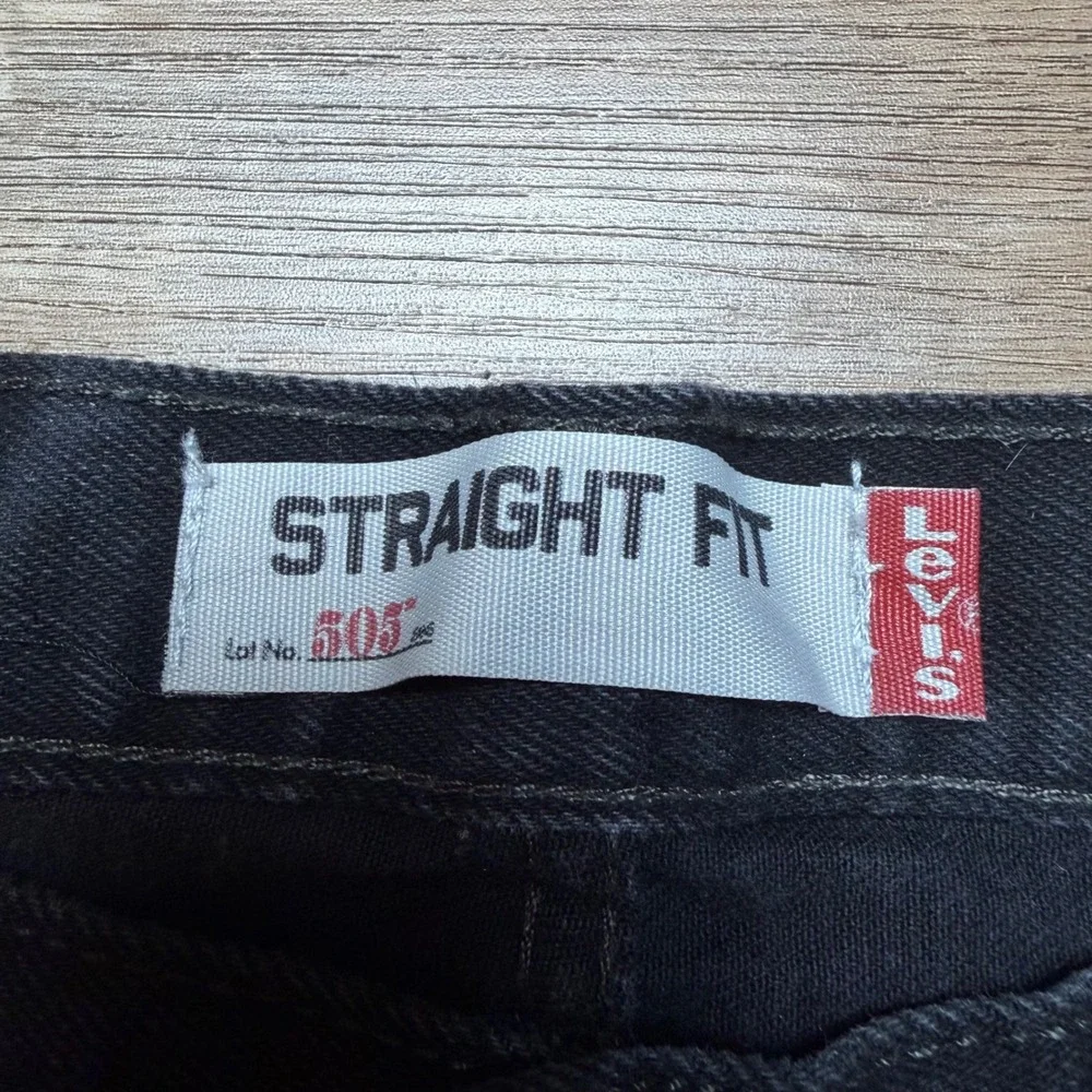 Levi's 505 Straight Fit Jeans Men 36x32 Black Denim Cotton Regular Leg Pants Y2K